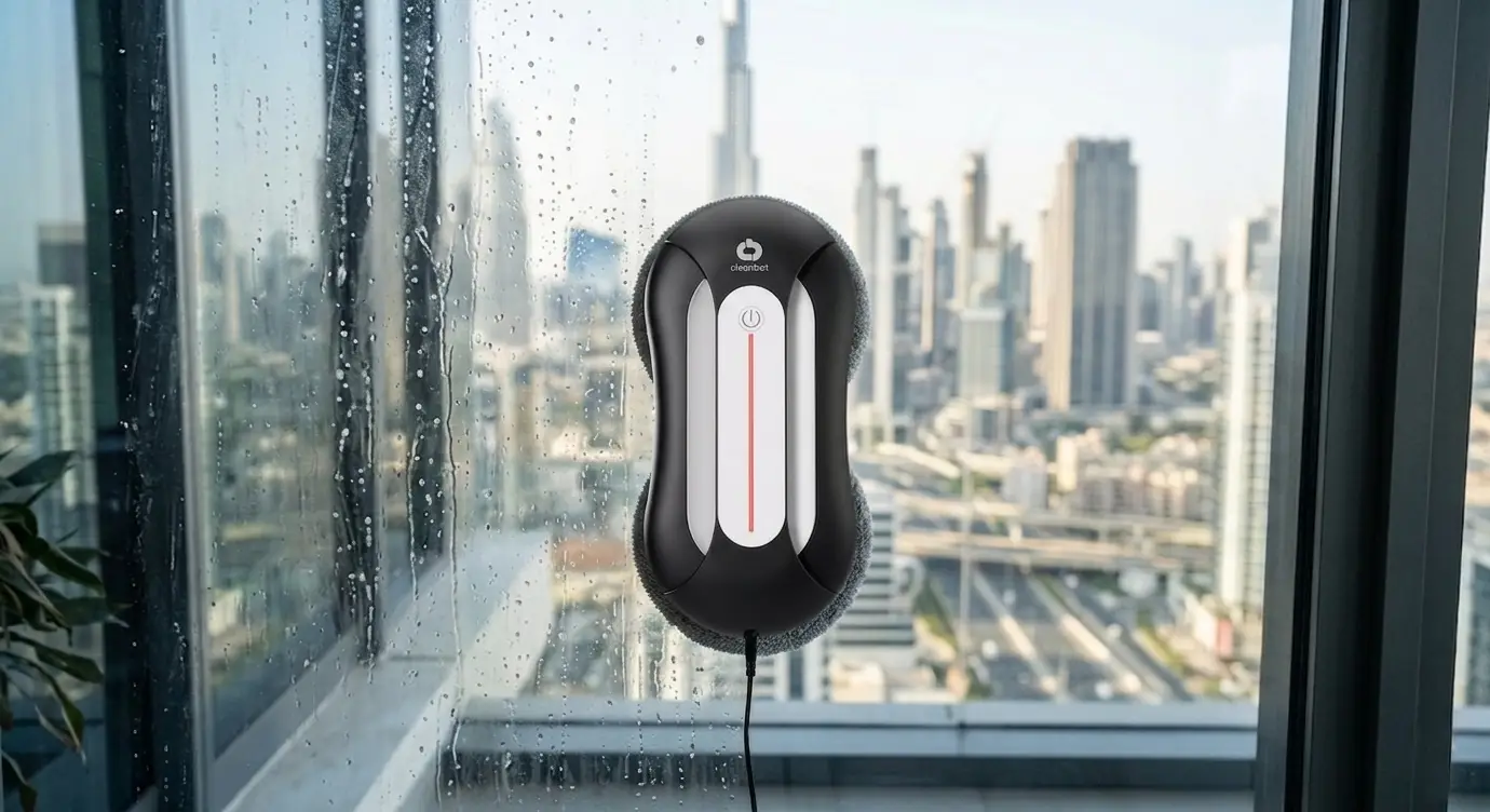 Cleanbot Turbo 2.0 моет окно — робот на стекле